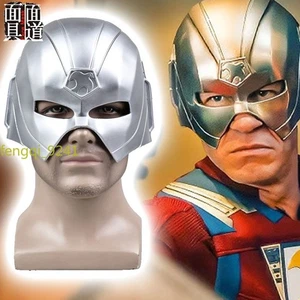 Men Mask Helmets Cosplay The Peacemaker Silver Halloween Display Props Soft PVC - Picture 1 of 14
