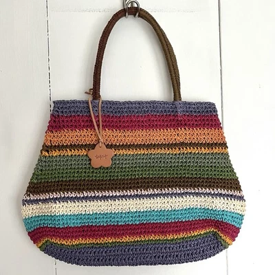 Vintage Esprit De Corp Multicolor Striped Woven Crochet Shoulder Bag Y2K 90’s - Image 1 of 4