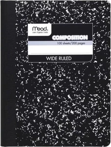 Mead Composition, Wide Ruled Comp Book, Writing Journal Pack of 1, Black - Picture 1 of 8
