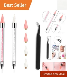 Leichtes Strass Applikator Werkzeug: 2 Acrylstifte & 4 Wachsspitzen enthalten - Bild 1 von 9