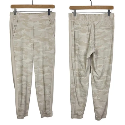 Athleta 4P Womens Beige Cream Camo Print High Rise Brooklyn Workout Jogger Pants - Image 1 of 4