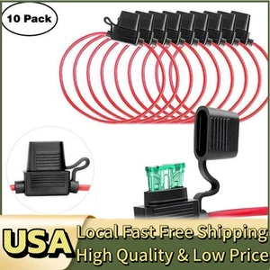 10 Pack 12 Gauge ATC / ATO In-line Blade Fuse Waterproof Fuse Holder 100% US - Picture 1 of 12