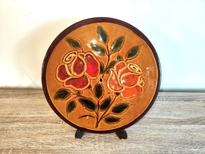 Plateau Faïence Vallauris Décor Floral Vintage Céramique - Photo 1/3