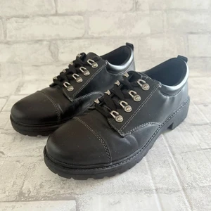 Zapatos BONGO Mannie Oxford Encaje Y2K Años 90 Gruesos Negros Plataforma Grunge Metal Talla 8 - Imagen 1 de 9
