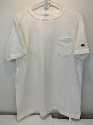 Vintage Champion T-Shirt Mens Medium T1011 Heavyweight Made In USA Pocket White - Image 1 of 4