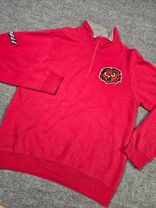 Temple Owls Quarter Zip Pullover Sweatshirt Men’s Medium Red Embroidered Logo - Picture 1 of 9