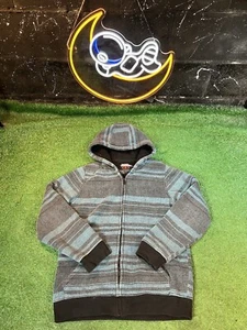 Vintage No Fear Hoodie mit durchgehendem Reißverschluss Sherpa gefüttert blau/grau Erwachsene SM Jugend XL - Bild 1 von 6