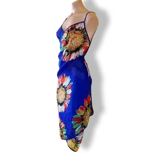 Transparent blue chiffon wrap / sarong dress with floral pattern fits AU 6-14 - Picture 1 of 11