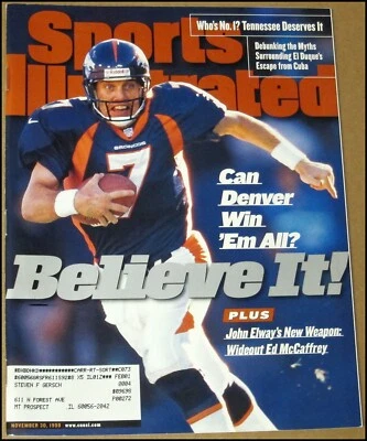11/30/1998 Sports Illustrated John Elway Denver Broncos Ed McCaffrey El Duque - Image 1 of 4