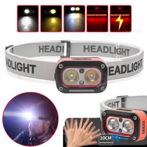 USB Rechargeable Camping Sensor LED Headlamp Fishing Light Head Torch Headlight - Picture 1 of 16