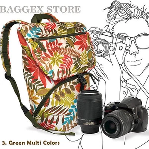 Stylish Leaves Print Camera Backpack to carry a DSLR Camera, 1 standard lens - Picture 1 of 32