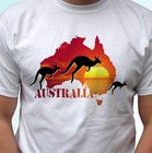 Australia white t shirt flag kangaroo tee top design map - mens womens kids baby