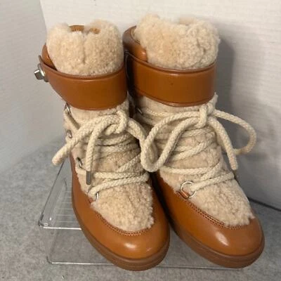 NUEVAS COACH Botas de Mujer Monroe Shearling Talla 7.5B Marrón Encaje y Cierre de Correa Foto 1 de 4