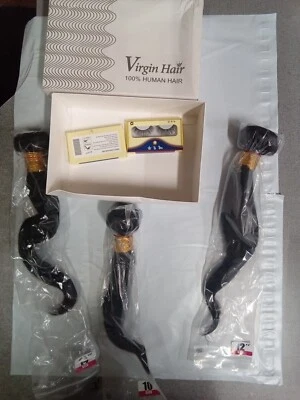 Cabelo virgem liso brasileiro 100% cabelo humano "14/"12/"10 - Imagem 1 de 4