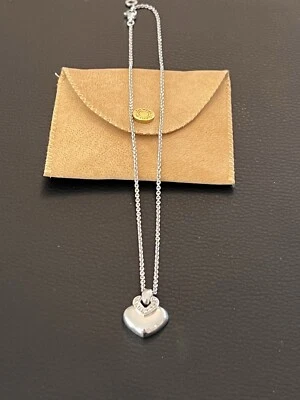 Collar Corazón Hinchado Vintage Bulgari Italia Oro Blanco 18k Con Diamantes Con Bolsa Foto 1 de 4