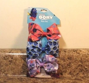 Disney Finding Dory Hair Clip Bow Set 3 Piece Ribbon NEW - Picture 1 of 2