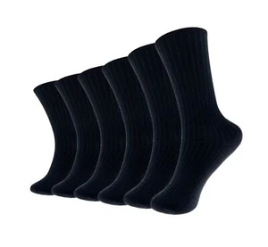 6 Pairs Comfortable Casual Cotton Socks for Women Girls and Students Black - Picture 1 of 6