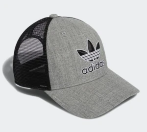 ADIDAS Originals Heather Icon 2 Trucker Hat Cap Heather Grey/Black EY5549 NEW - Picture 1 of 5