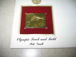 1991 Olympic Game Track Field Pole Vault replica Gold Stamp FDI FDC Golden - Picture 1 of 3