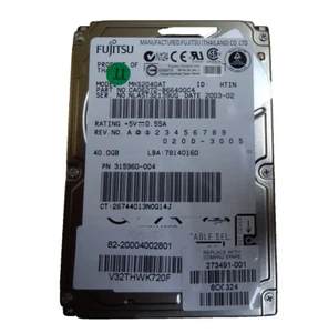 40 GB IDE FUJITSU MHS2040AT S/N: NLA5T32139VG 2,5" #NFP1165 - Foto 1 di 2