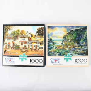 Lot of 2 Buffalo Charles Wysocki 1000 Piece Landscape Jigsaw Puzzles and Posters - Picture 1 of 5