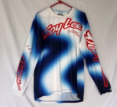 Camiseta deportiva Troy Lee Designs TLD Se Ultra Off-Road blanca lúcida/azul grande cierre Foto 1 de 4