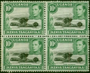 KUT 1949 10c Black & Green SG135a 'Mountain Retouch' in Fine MNH & LMM Block ... - Picture 1 of 1