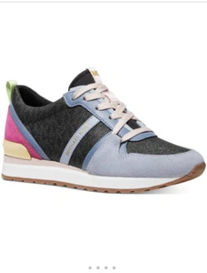 Michael Kors Dash Trainer Black Blue Logo MK Signature Size 7 ❤️❤️❤️ - Picture 1 of 5