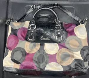 Coach Pebbled Leather Ashley Carryall Shoulder Bag F15448 Purple Tones / Sateen - Picture 1 of 7