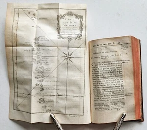 1750 HISTOIRE des VOYAGES antique illustrated PAUL CAERDEN GOA MALDIVES TRAVELS - Picture 1 of 6