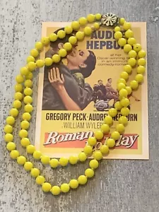 Rare 1950s Yellow Brass Clasp Beads, Double Strand ~ 42 Cm. - Picture 1 of 7