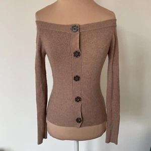 Naadam Wolle Kaschmir Schulterfrei Kastanienbraun Cardigan Pullover Oberteil EUC XS - Bild 1 von 12
