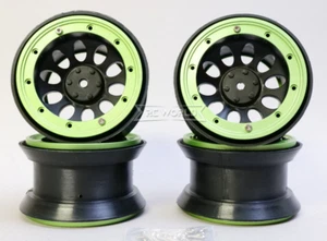 2.2 Truck Rims Wheels Rock CRAWLER Beadlock Wheels -Set Of 4- GREEN - Imagen 1 de 17