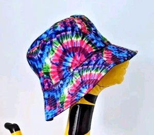 Trippy Bucket Hat Ladies Mens Unisex Hippie Party Rave Beach Summer Holiday Sun - Picture 1 of 9