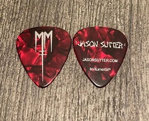 MARILYN MANSON - 2012 Cruel Tour Plettro Chitarra Jason Sutter Firma Marble Red - Foto 1 di 1