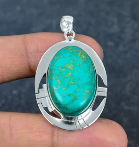 Arizona Turquoise Gemstone Handmade 925 Sterling Silver Jewelry Pendant - Picture 1 of 5