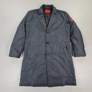 Hugo Boss Mens Coat Navy Blue 36 R Padded Long Badge Logo Marlon - Picture 1 of 11