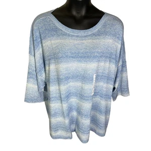 Croft & Barrow Damenpullover blau weiß gestreift Kombi U-Boot-Ausschnitt Größe 5X neu mit Etikett - Bild 1 von 9