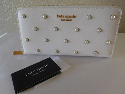 Nueva Cartera Continental Kate Spade N.Y PURL- Cuero Adornado con Perlas Cremallera Alrededor Foto 1 de 4