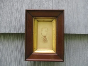 Antique 19thC Small Walnut CDV Size Picture Frame fits 2-1/2 x 4-1/2 - Picture 1 of 6