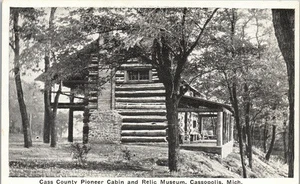 Vintage Michigan MI Postcard Cassopolis Cass Pioneer Cabin Museum c1930 Unused - Picture 1 of 3