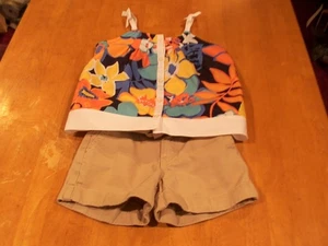 Gymboree Ttopical Bloom Floral Swing Top & Khaki Shorts-Sz. 5T/5 - Picture 1 of 4