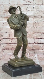 Williams Original Bronze Sculpture Saxophone Artist Jazz Music Figurine Home Art - Picture 1 of 10