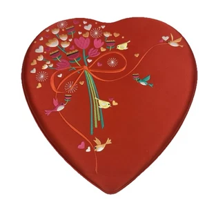 GODIVA Terciopelo Corazón Caja Bordada Pájaros Flores Recuerdo Coleccionable 12x12x2 - Imagen 1 de 13