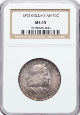 1892 Chicago Columbian Expo Silver Half Dollar-NGC MS 65-Pleasant Toning - Image 1 of 2