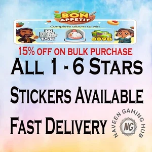 BON APPETIT _ Album 1 - 6 ⭐ Stickers | Mono_poly_Go | fast Delivery | - Picture 1 of 1