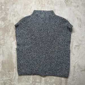 Massimo Dutti Sweater Vest Womens Medium Gray Black Marled Mock Neck Knit Chunky - Picture 1 of 7