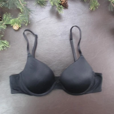 Victoria's Secret PINK Bra Womens 36A Black Underwire Padded T-Shirt Hook Eye - Image 1 of 4