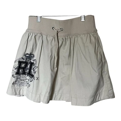 Ralph Lauren 100% Cotton Elastic Waist Beige Skirt with RL Crest Logo Size 14 - Image 1 of 4