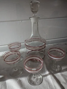Anchor Hocking Clear And Red Wine/Juice Goblets, Vintage, Set of 4 - Picture 1 of 4